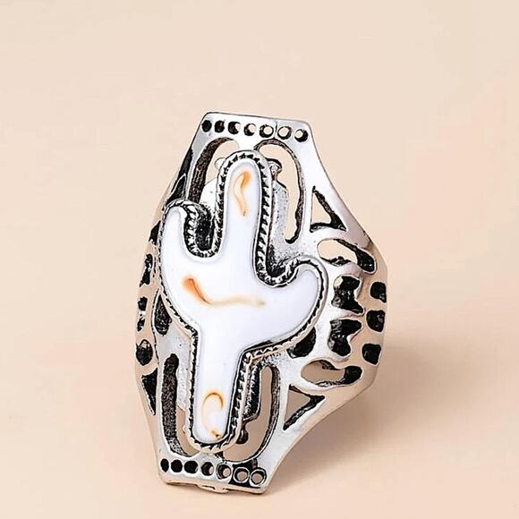 NEW BOHO SILVER CACTUS RING - Picture 3 of 4
